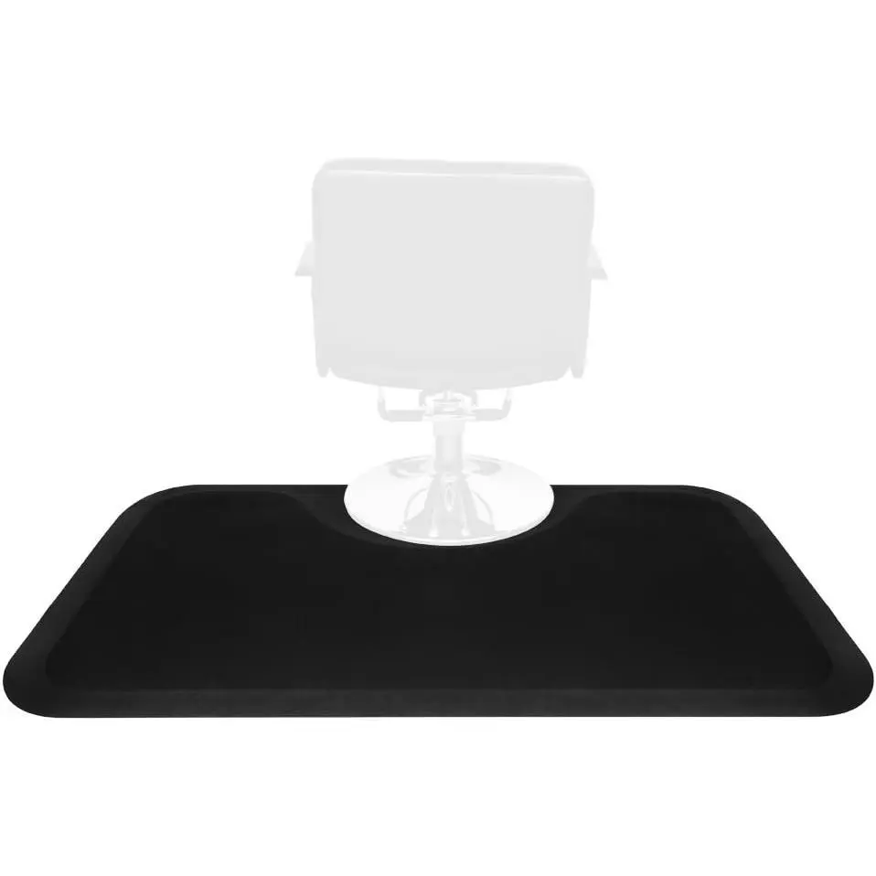 OmySalon Commercial Salon Rectangular Anti-Fatigue Mat - 0.5" Thick Sturdy PVC+Foam Built to Last Waterproof Specialty Furniture, 3'x5' with Round Cutout for Standard Salon/Barber Chair Hair Stylist Standing Use