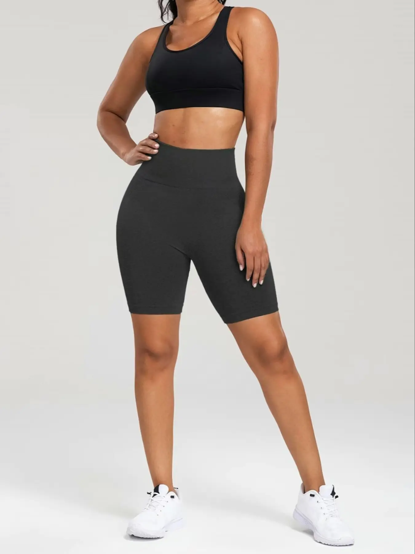 Qfen Sport High-Waisted Seamless Women's Athletic Cut Shorts, Nylon Material, Casual Style, Comfortable Design, Suitable for All Seasons, Casual Fitness Shorts, Activewear Shorts, Athletic Sports Shorts