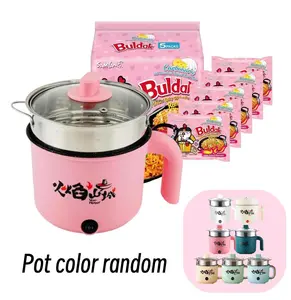 VEGAS HOT POT Samyang Buldak Creamy Cheese Noodles - 5 Pack (650g) with 18cm Electric Hot Pot - Perfect for Korean Food Lovers! 🎉 Instant Spicy