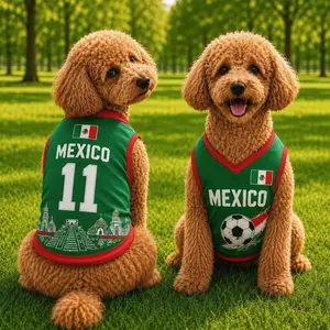 Personalized Mexico Pet Soccer Jersey, Soccer Outfit for Dogs, Mexico Football Shirt Name Number, Cute Puppy Sportswear