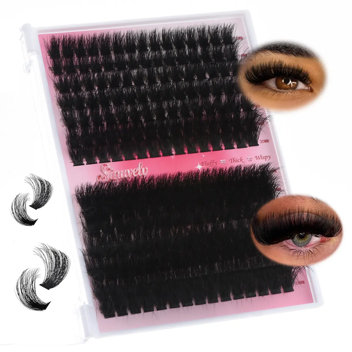 Volume Lash Clusters Fluffy Wispy 180D+280D Cluster Eyelash Extensions 12-24mm Thick Individual Lashes Dramatic Full Cluster Lashes DIY Salon Extension by yourself