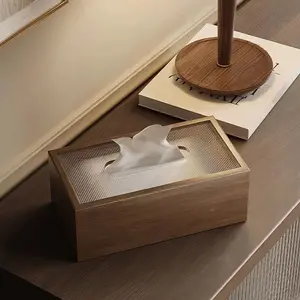 1PC Black walnut patterned wooden tissue box, paper drawer, home tissue box, Tissue Holder, Tissue Dispenser