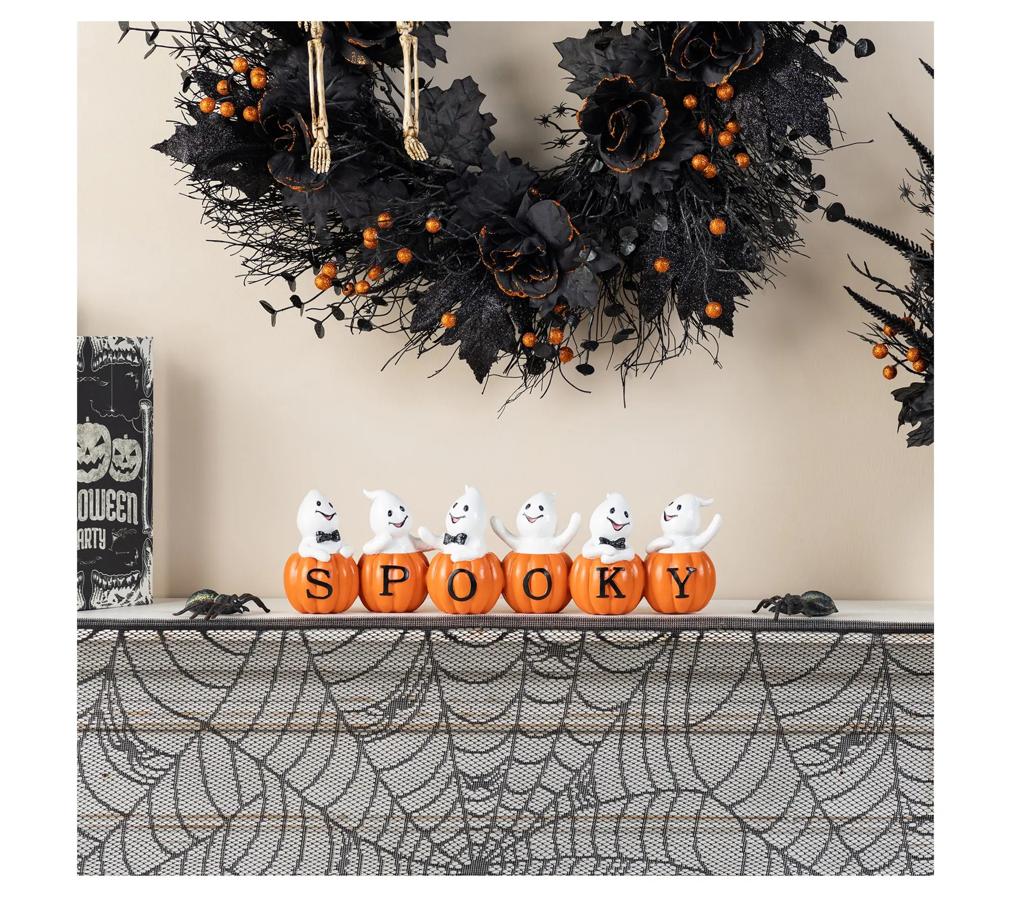 Glitzhome 16'' L Halloween SPOOKY Ghost PumpkinTable Decor