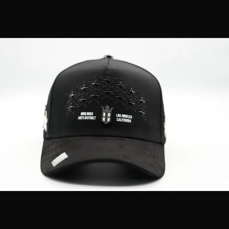 BB District SnapBack Hat with Stars Design and Los Angeles California Embroidery Black Baseball Cap for Men