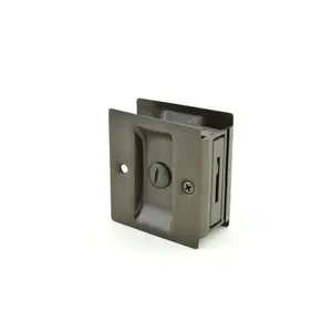 Trimco 212 MAIN 1.375 in. Thick Privacy Pocket Door Security Lock, Square Cutout Design, Dark Bronze Powder Coat Finish, Door Hardware Accessory