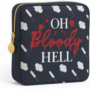 Period Bag for School – Compact Discreet Tampons & Pad Pouch with Waterproof Lining Cute & Stylish Period Pouches for Teen Girls for School and Travel, First Period Kit (Oh Bloody Hell)