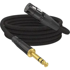 XLR Female to 1/4 TRS Male Balanced Cable, 6.35mm Balanced Stereo Jack Cable with 3-Pin Connector, Nylon Braided for Live Sound, Electronic Organ, Mixers Studio Gear, 6 Feet
