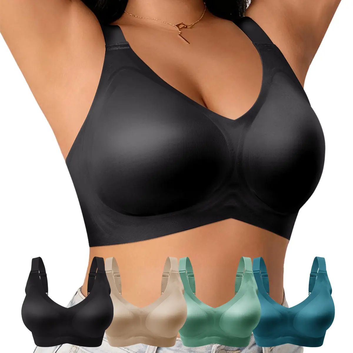 1 Pack Women Silky Wireless Bra, Smooth Gloss Seamless Full Coverage Bralette, Soft Stretchy Comfort No Wire Everyday Support Bra