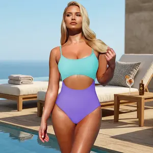 Women's Sexy One Piece Swimsuit Monokini - Pink Spaghetti Strap Scoop Neck Cutout High Waisted Bathing Suit for Beach Pool Vacation Summer Fashion Swimwear