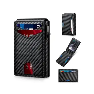 Stylish Black RFID Popup Card Wallet for Men - Slim Design, Secure Storage & Effortless One-Touch Eject Removable Cardholder
