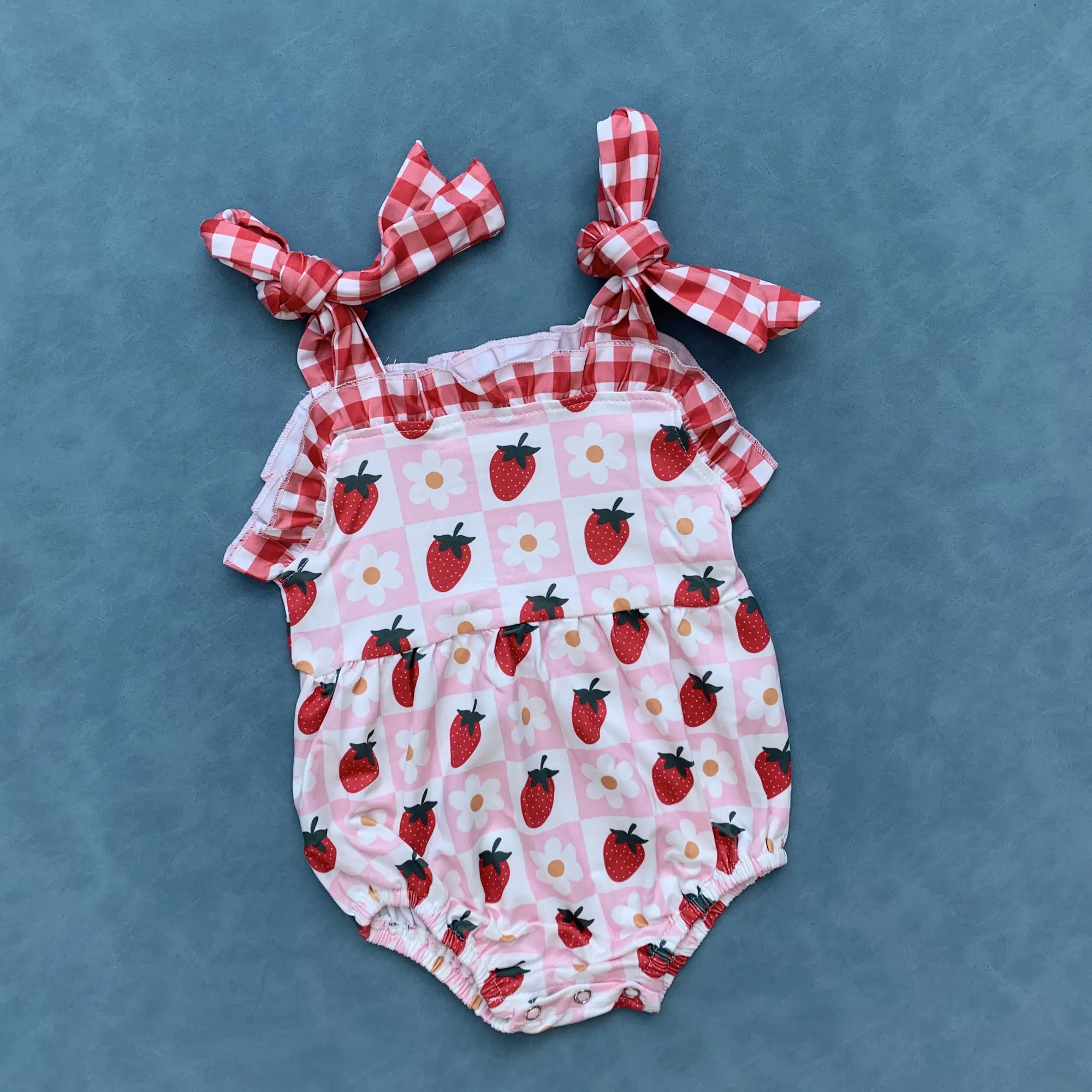 Infant baby girls strawberry summer romper
