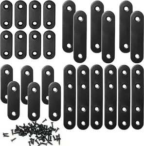 26 Sets Flat Plate Straight Bracket Flat Brace Bracket Stainless Steel, 36mm/46mm/56mm/76mm Wood Brackets Mending Repair Plate Brace