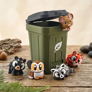 Brush Pile Bandits Mini Set - Rural Animals Pack - Raccoon, Fox, Bear, Mouse, & Owl Figures