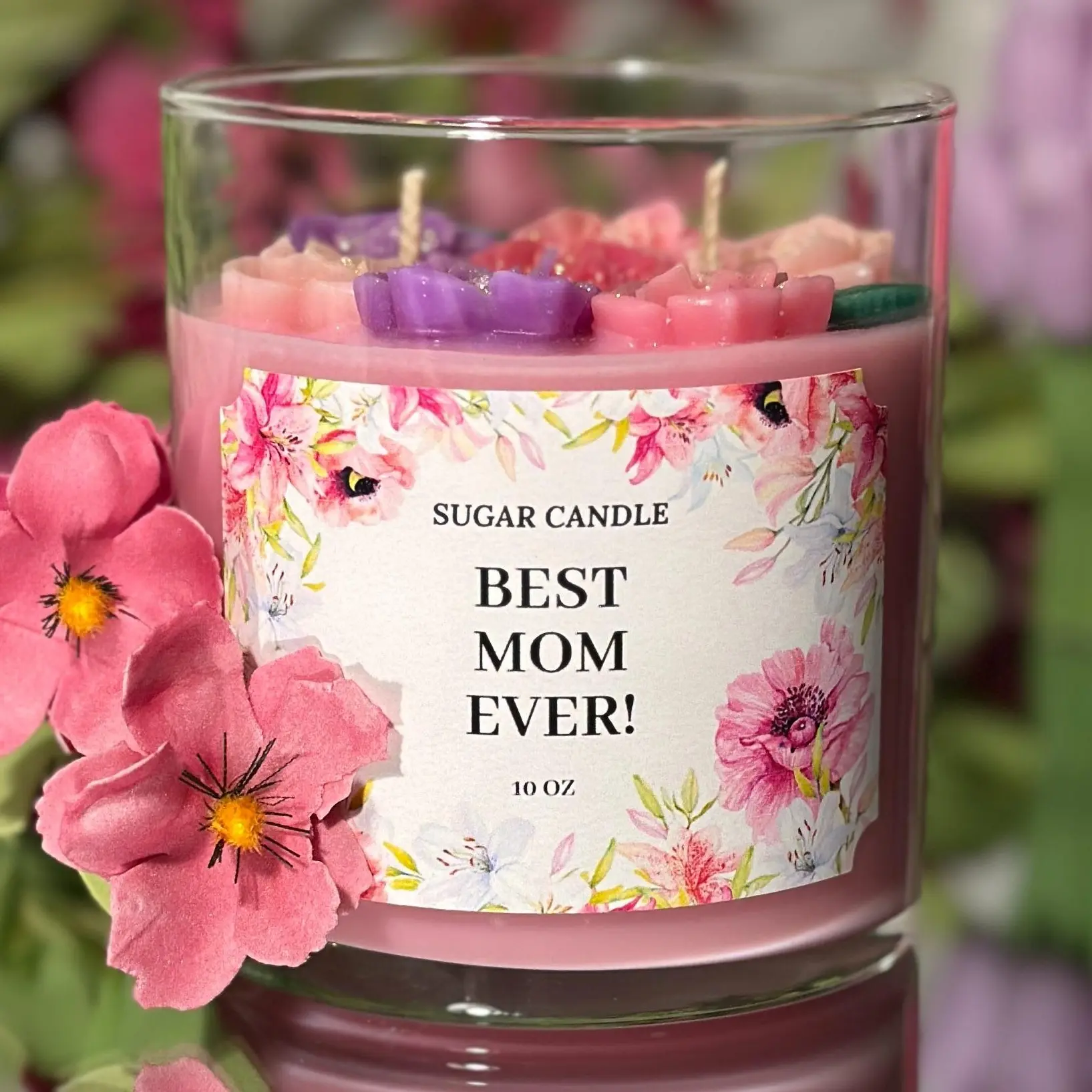 Best Mom Ever Candle – Mother's Day Gift | Pink Floral Soy Candle with Wax Flowers | Gigi’s Garden Scent | Gift for Mom, Grandma, or Her | Handmade Candle | Birthday Gift | Elegant Home Decor | Vegan Wax | Aesthetic Jar | Sugar Candle  Aroma Fragrance sum