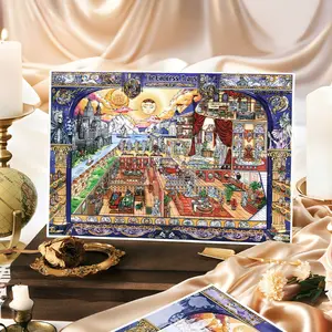 4 pieces 2.5D extra large scenic stickers Vintage Greek scene theme Retro style PET white card dual material Self adhesive DIY scrapbook journal decoration stickers