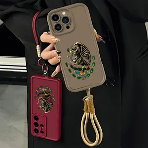 MeMexican Eagle Emblem iPhone Case  Vintage Cultural Crest Design Phone Case for iPhone Samsung 17Pro Max Air 16 15Plus 14 13 12 11 XR XS Galaxy S25 S24 S23 S22 A71 A56 A55 A54 A53 A52 Lanyard Wrist Strap Shockproof Durable Protective Cove.NN175