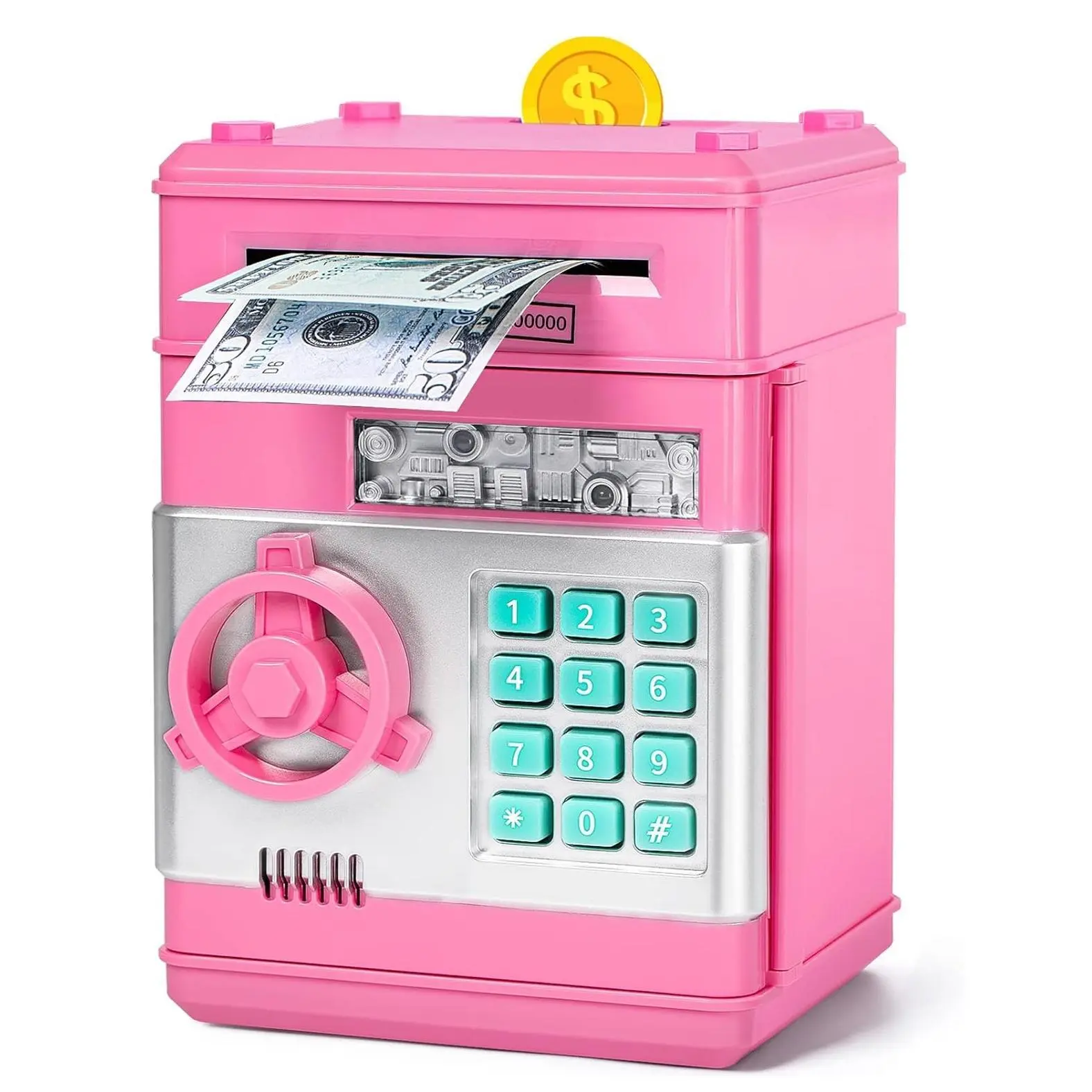 Piggy Bank, (Battery not included)Saving Box, Cash Coin Can Safe Bank Electronic Coin Money Bank Gifts Toy ATM Bank, Hot Gift for Boys and Girls（#SummerVibes）