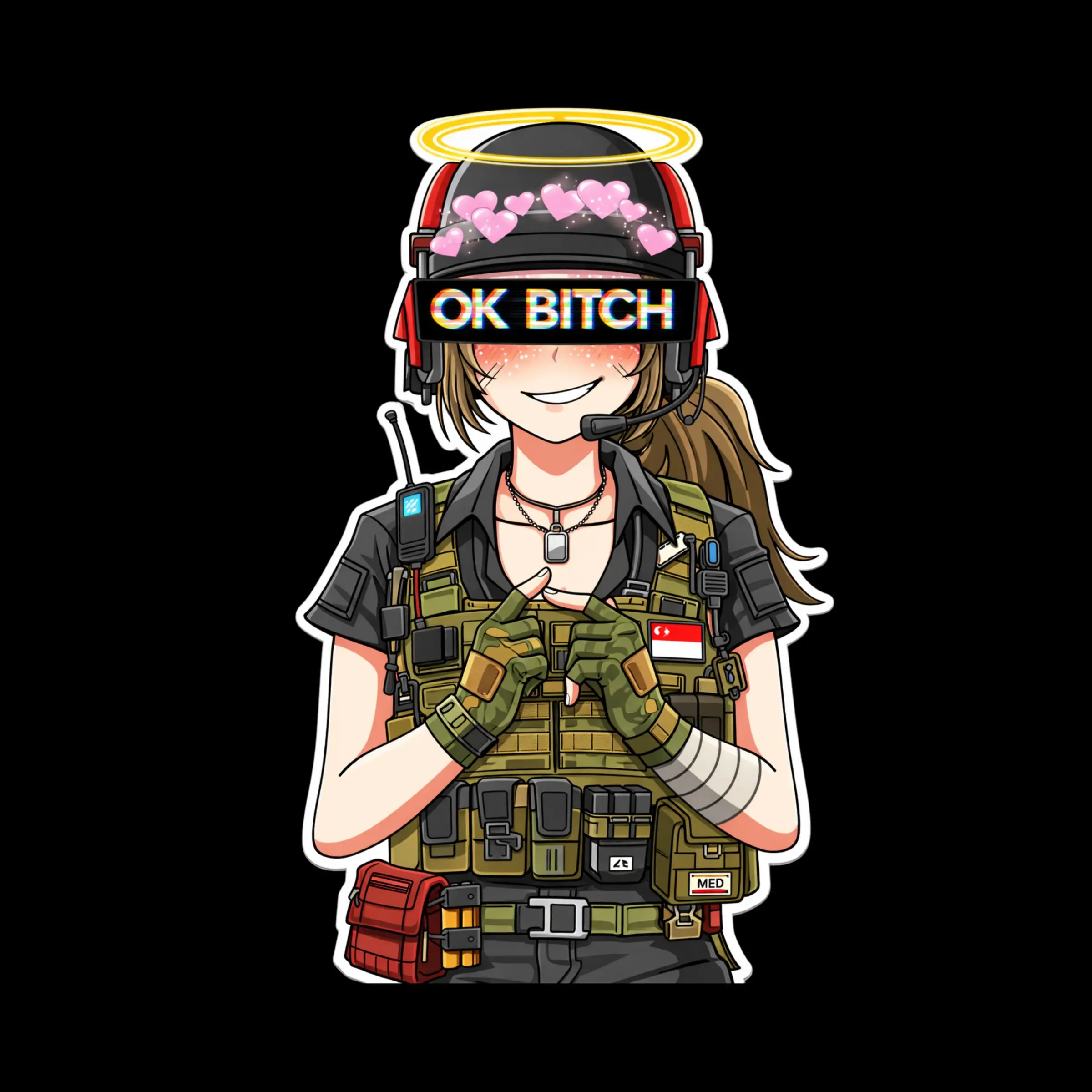 Tactical Funny Girl Sticker,  Anime Soldier Funny Meme Vinyl Decal Laptop Car Helmet Gift