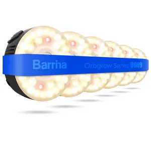 Barrina Orbgrow OG09 Puck LED Grow Light with 660nm Red LEDs, 54W(6 x 9W, 810 Watt Equiv), Plant Lights for Indoor Plants Full Spectrum, Magnetic & Linkable, Small Grow lamp, Seeding, 6 Packs, Black