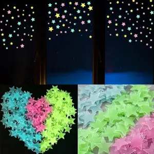Star Shaped Sticker, 100pcs Glow In The Dark Sticker, Waterproof Self Adhesive Wall Decal, Decorative Sticker for Home Bedroom Living Room, Room Accessories, Stickers Decor, Sticker Decorations, Stickers Decor, Multicolor