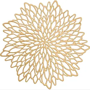Flower Design Floral Pattern Placemat, 6 Counts/set Round Heat Resistant Placemat, Decorative for Home Kitchen Dining Room