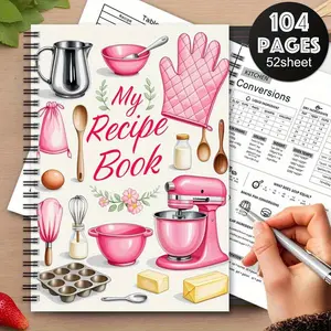 1Pcs Fun Recipe Notebook Diary with Kitchen Utensil Design, Blank Cookbook for Home Chefs, Cute Cooking Scrapbook, Baking Journal Gift, Aesthetic Notebook