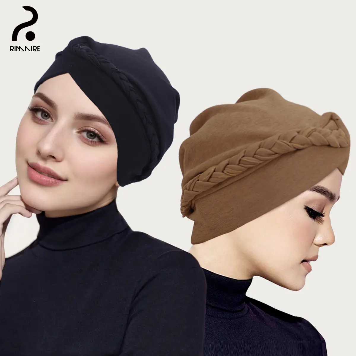 Women's Braided Turban Inner Hijab Cap - Breathable Polyester Jersey Underscarf with a Comfortable Stretch Fit, One Size