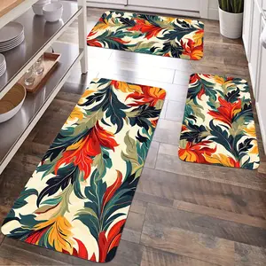 JIT 2/3 pcs simple stitched Persian pattern carpet decoration gift. Kitchen carpet set, flannel bedside set floor mat. Anti-slip washable bedside soft carpet, suitable for kitchen, laundry room, corridor floors, running pad carpet.