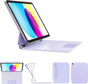 for iPad 11th(A16, 2025)/10th Generation Case with Keyboard, Magic Keyboard 2022, Springy Backlit , Stain-Resistant Surface, Multi-Touch Trackpad,Purple