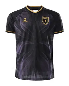 Black Gold Soccer Inspired Streetwear Jersey Unisex Football Fan Shirt
