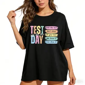 Women's Casual Cotton Short-Sleeve T-Shirt - Ribbed, Elastic-Fit, Seamless, Solid Smooth Fabric Top for Test Coordinators During Final Exam Week