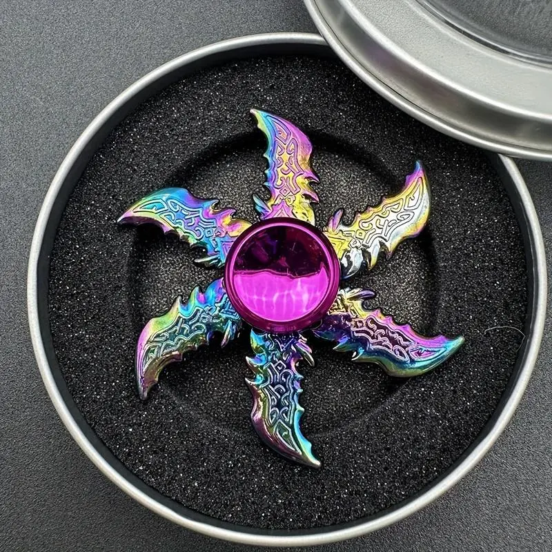 1pc Premium High-Density Zinc Alloy Unisex Manual Fidget Hand Spinner - Iridescent Finish, Durable, Portable, Continuous-Spin Gyroscope Toy, Office Relaxation Gift, Optional Ordinary Packaging (o-17)/Iron Box Packaging (o-6)
