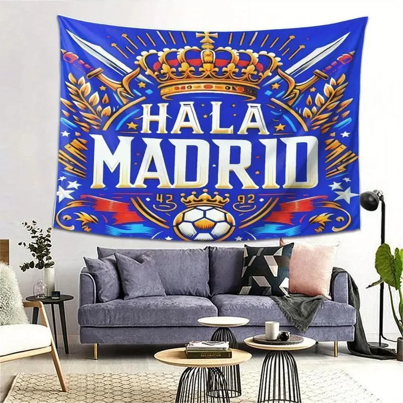 Tapestry  Tapestry Hala Madrid Tapestry - Vibrant Soccer Fan Wall Art | Perfect for Living Room, Bedroom, Office Decor, Indoor Use Cotton Decorative