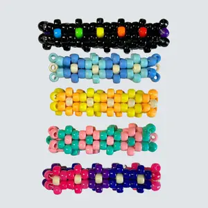 Flower Beaded Kandi Bracelet Cuff. Tradable handmade PLUR bracelets.