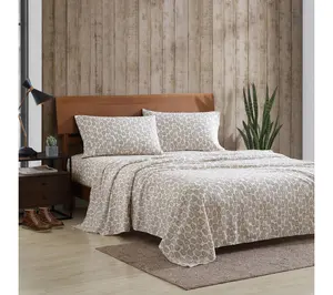 Eddie Bauer Lit tle Creek Pine Cone Beige Cott on Twin Sheet S