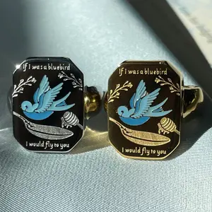 Bluebird Signet Stainless Steel Ring non tarnish