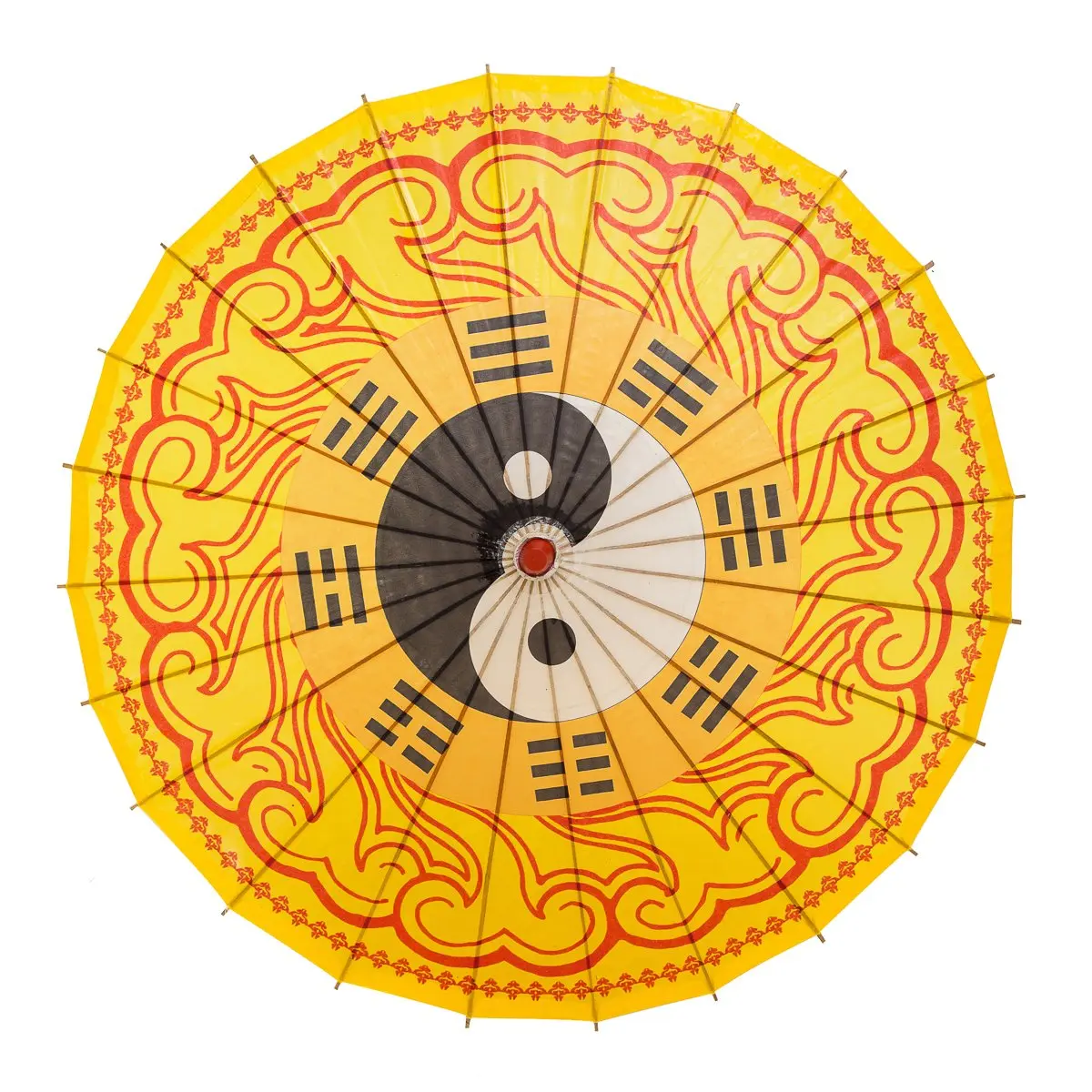 Thy Home 33in Handmade Traditional Bamboo-Wooden Waterproof Chinese Oiled Paper Umbrella - Yin and Yang Ba Gua Cover, Fashion Unisex Asian Parasol, Wedding Gift for Home Supplies Room Accessory, Music Festivals Use