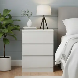 Spaco 3-Drawer Dresser ,Nightstand, Handle-Free Modern Chest of Drawers , Sturdy Wooden Cabinet for Bedroom, Living Room, Entryway, Hallway & Office