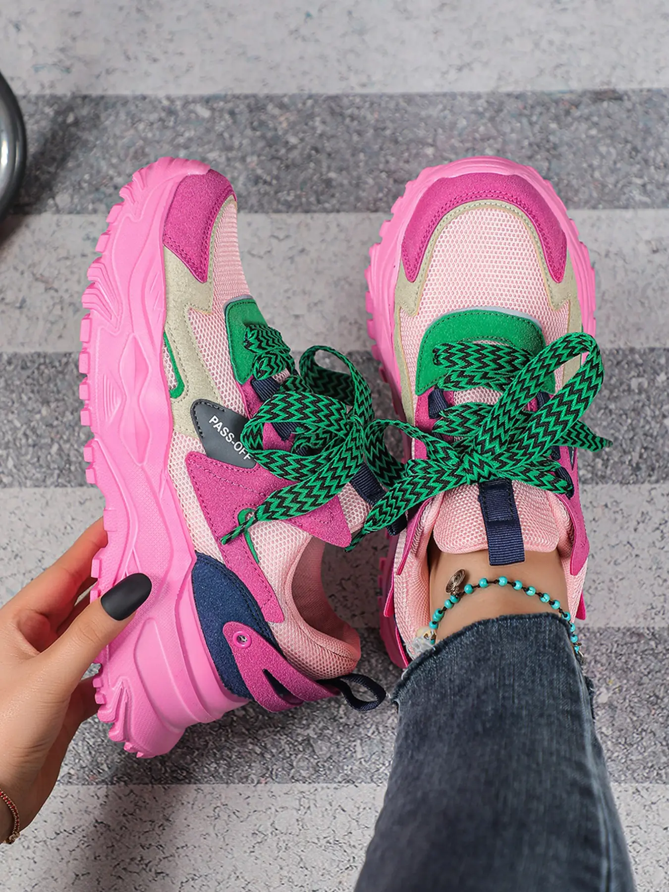 New Fashion Thick Sole Colorblock Elegant Women's Fashionable Casual Sneakers, Sports Shoes, Breathable Soft Low Top Lace-Up Dad Shoes, Perfect for All Occasions, Thick Soled Sneakers, Breathable Cushioned Trainers