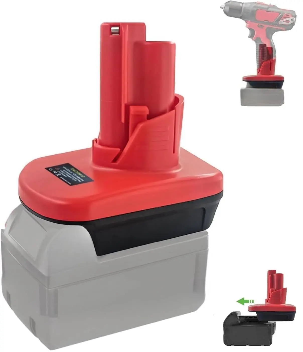 DM20M12 Battery Adapter, for Milwaukee for M18 18V & for DeWalt 20V Battery to for Milwaukee for M12 12V Power Tools, 18V/20V to 12V Step-Down Converter, for Milwaukee for M12 Cordless Tools (Battery Not Included)