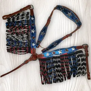 Red White and Blue Twisted Fringe Tack Set