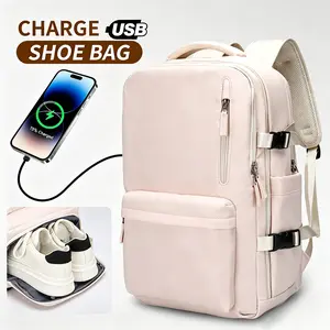DENUONISS large-capacity unisex commuter backpack featuring a separate shoe compartment and a fast USB charging port, with an open, flat design—ideal for travel, outdoor activities, and commuting., Backpacks For School, Minimalist Decluttering
