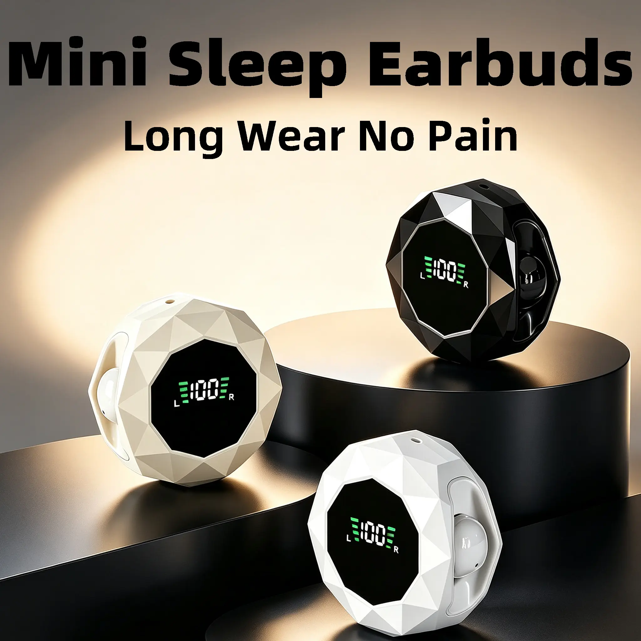 Mini Sleep Earbuds Ergonomic Wireless Sleeping Earbuds, Minimal outward bulge design, Comfortable to wear all night & Won’t squeeze ears when lying sideways, Delivers Clear Stereo Sound, Ideal for travel rest and night listening