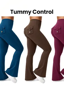 Women's Trumpet Shaped Leggings with Pockets High Waisted Sportswear Yoga Seamless Jogging Suit Sports Pants Fitness Leggings Yoga Pants Fitted All Seasons Dopamine Style - Womenswear, Bottom casual chic