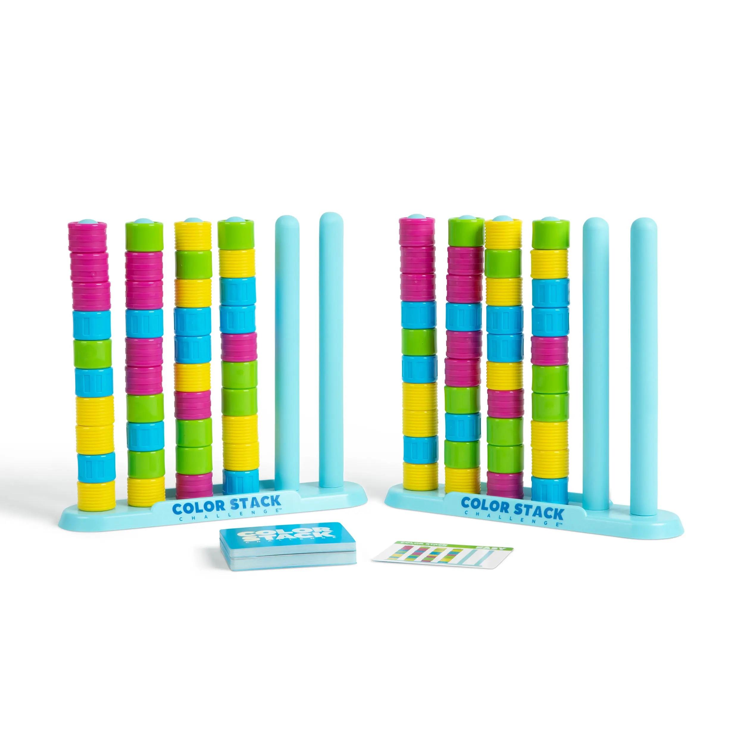 Color Stack Challenge – Easter Basket Stuffers for Kids, A Fast-Paced Color Matching Puzzle Game for Fun Easter Family Game Night, Includes 2 Stack Racks, 50 Challenge Cards, & 80 Rings