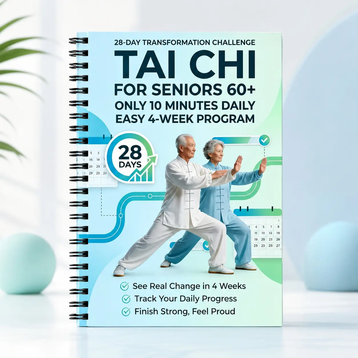Manual for Elderly and Beginners in Tai Chi Practice - Spiral Binding, Includes Progressive Daily Exercises, Suitable for Fitness, Training, and Practice of Gentle Movement Routines, Step-by-Step Tai Chi Guide