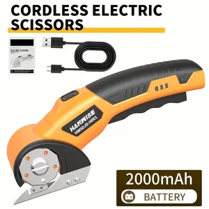 Cordless Electric Scissors, 4V Rechargeable Cardboard Box Scissors, Fabric Scissors With SafetyLock And LED Light, For Thick Cardboard, Carpet, Leather, Plastic, Fabric, Crafting, Valentine'sDay Gift For Men & Women, Arts And Crafts Tools