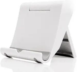 Cell Phone Stand for Desk Foldable Cell Phone Holder Desk Tablet Holder Mobile Phone Dock, Multi-Angle Universal Adjustable Tablet Dock Compatible with Most Cell Phones (White)
