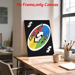 Fun Couple Wall Art, Love You More Uno Reverse Art Poster, Playful Game Printing, Unframed Painting, Modern Home Decor, Multicolor and Canvas Decor, Illustrations, Artistic, Perfect Gift