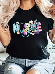 Grunt Style Shirts Women's Y2K Style Mommy'S First Mother'S Day T-Shirt - Heart & Footprint Graphic Print, Soft Round Neck Short Sleeve Casual Top, Meaningful Gift For New Moms, Spring & Summer Comfort Fit Pregnancy Announcement Shirt Easter Gifts